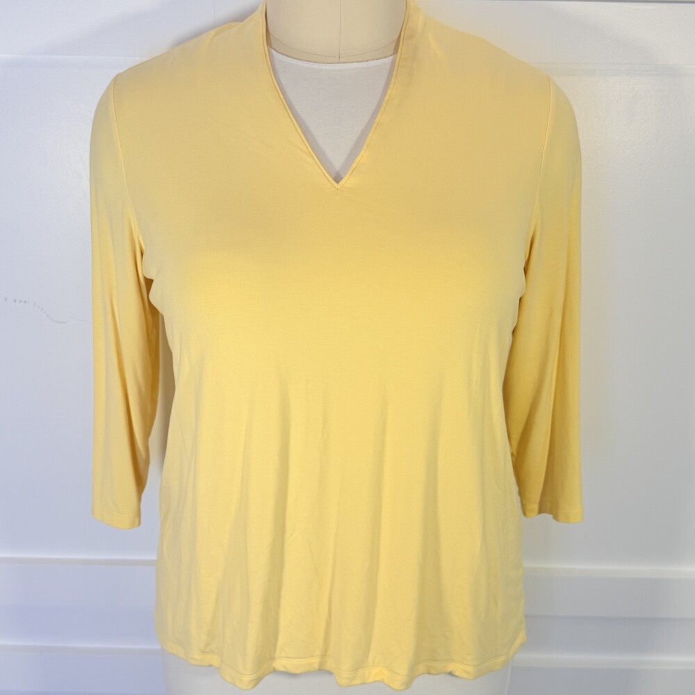 Chico's V-Neck Tunic Top Women's XL (3) Butter Yellow